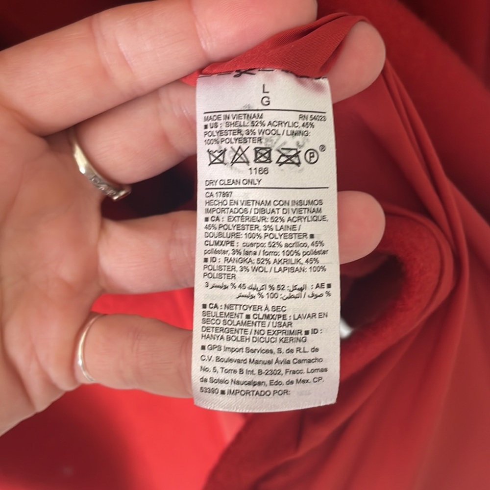 Red Full Length Old Navy Pea Coat View 4